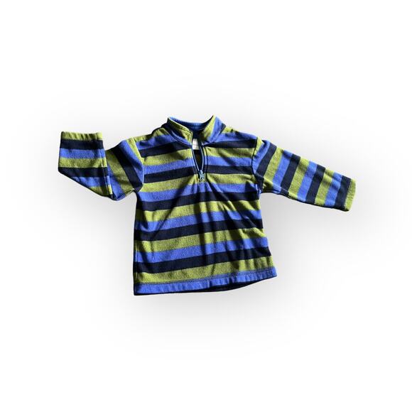 Hanna Andersson Striped Fleece Quarter Zip - Picture 1 of 3